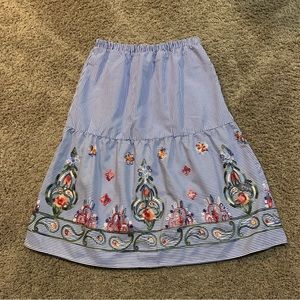 Magic Embroidered Stripe Boho Skirt Medium